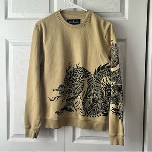 Blind Rooster sz S tan crewneck sweatshirt with dragon design